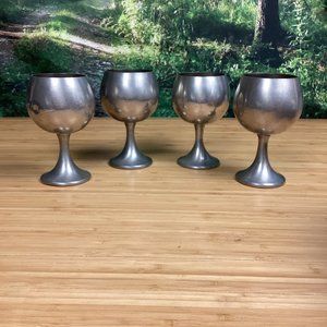 Vintage PREISNER Pewter Wine Goblets Chalice  Set of 4